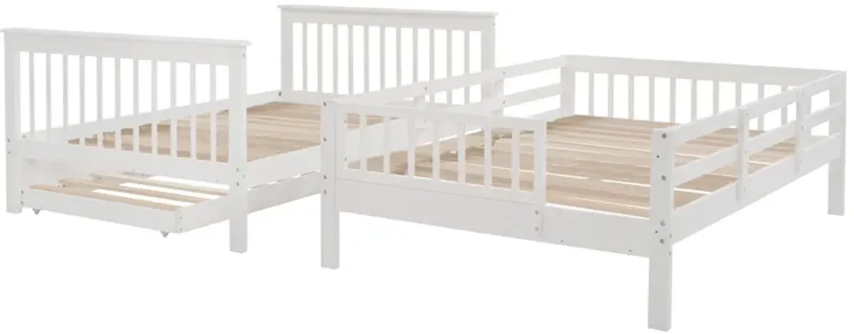 Merax Storage Bunk Bed Trundle Bed with Guard Rail