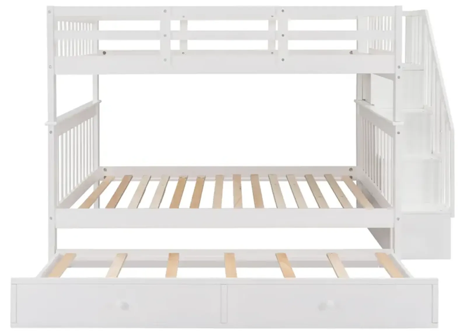 Merax Storage Bunk Bed Trundle Bed with Guard Rail