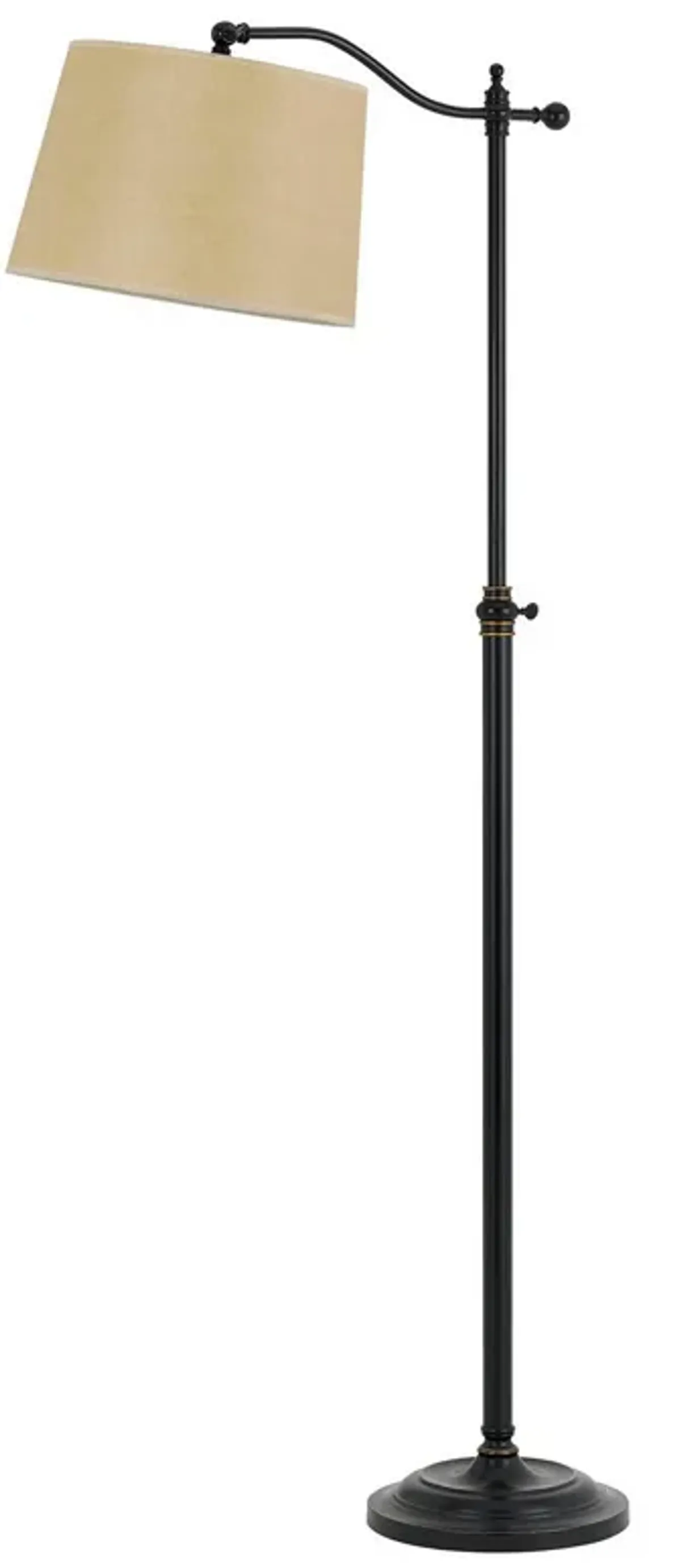 100 Watt Metal Down Bride Floor lamp with Fabric Tapered Drum Shade, Black-Benzara