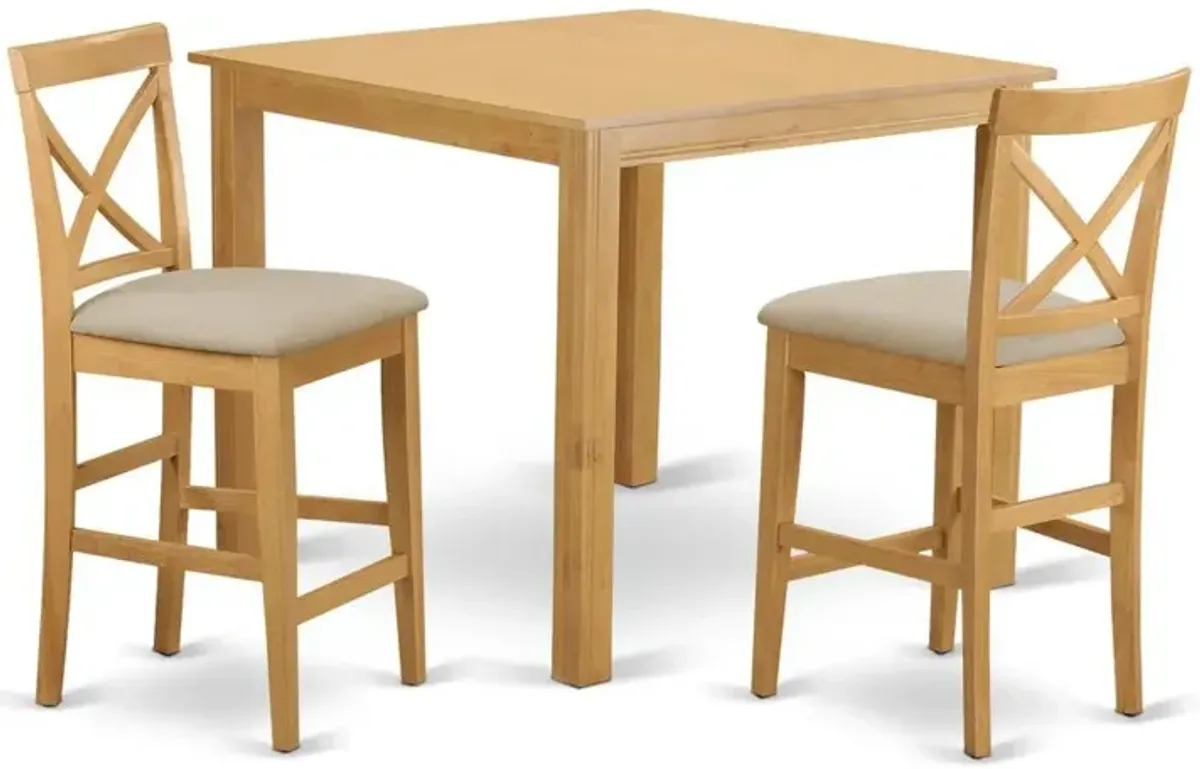 CFPB3-OAK-C 3 Pc counter height pub set - Dining Table and 2 counter height Dining chair.