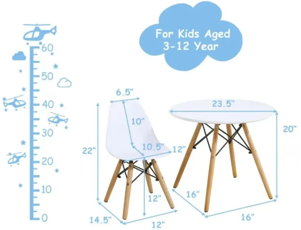 Hivvago Kid's Modern Dining Table Set with 2 Armless Chairs