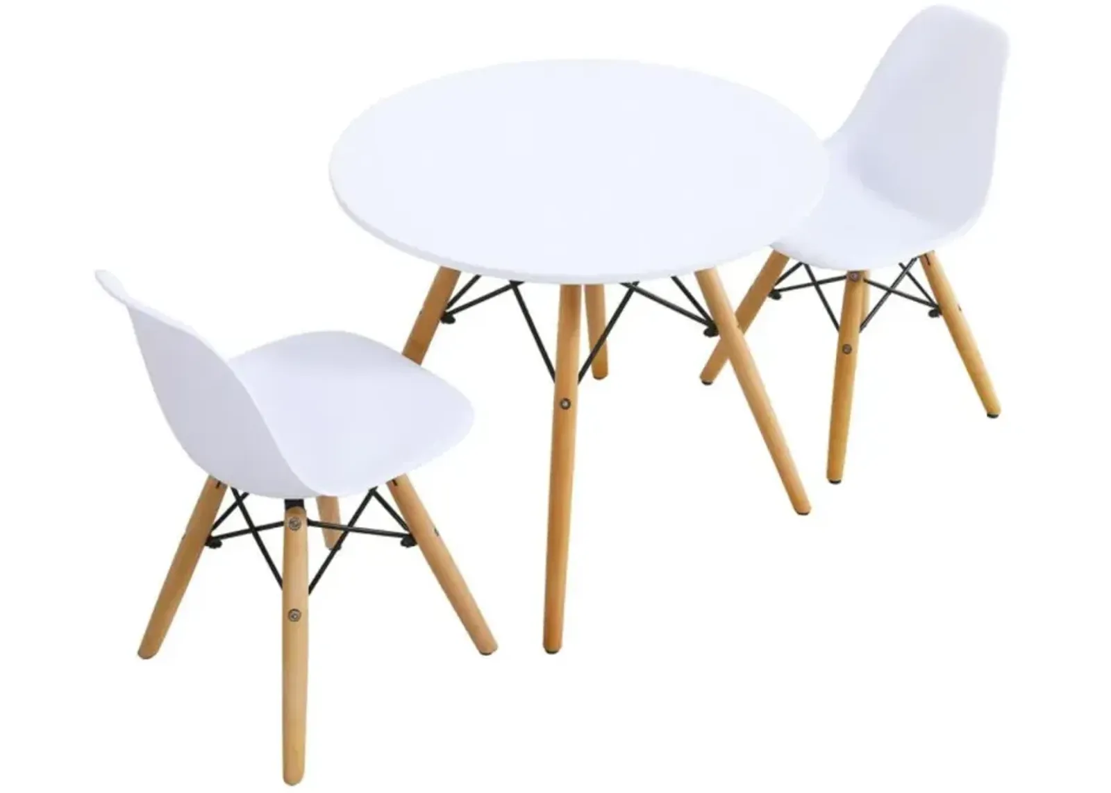 Hivvago Kid's Modern Dining Table Set with 2 Armless Chairs