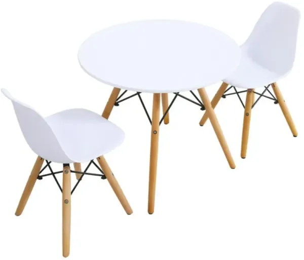 Hivvago Kid's Modern Dining Table Set with 2 Armless Chairs
