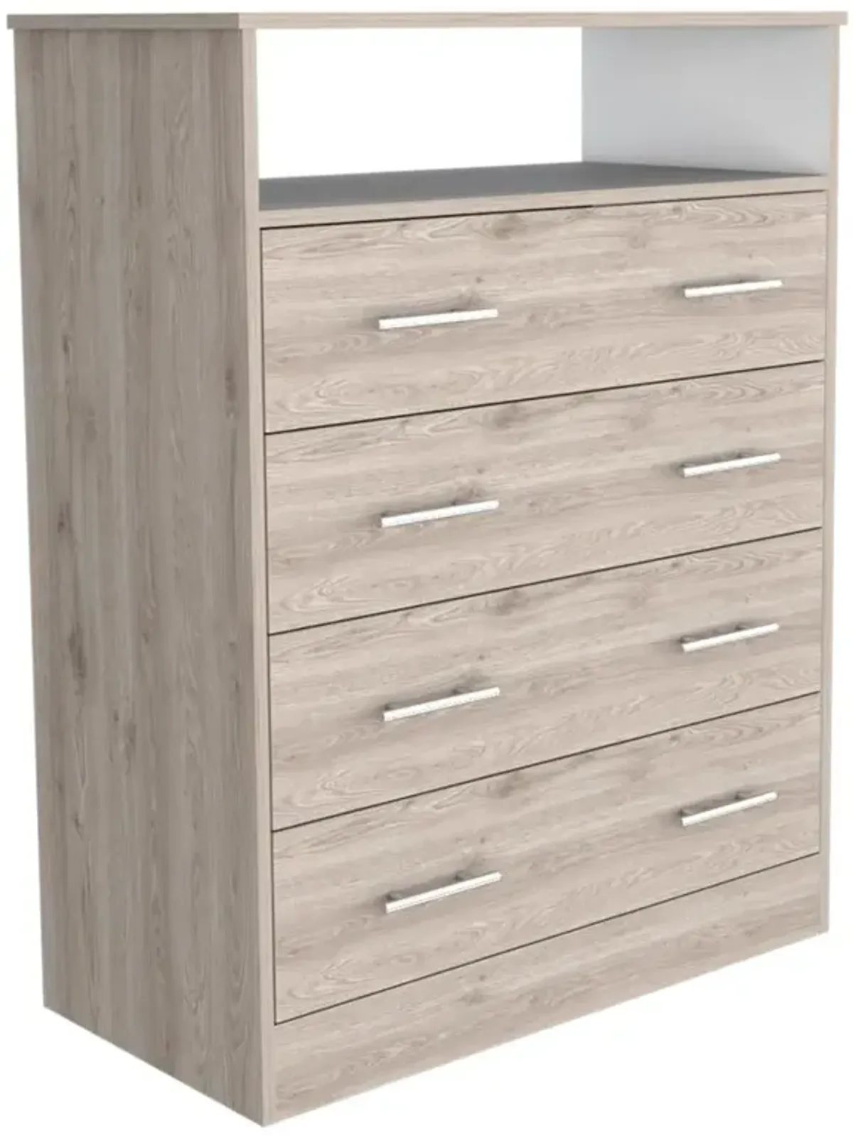 Four Drawer Dresser Wuju, Bedroom, Light Gray / White