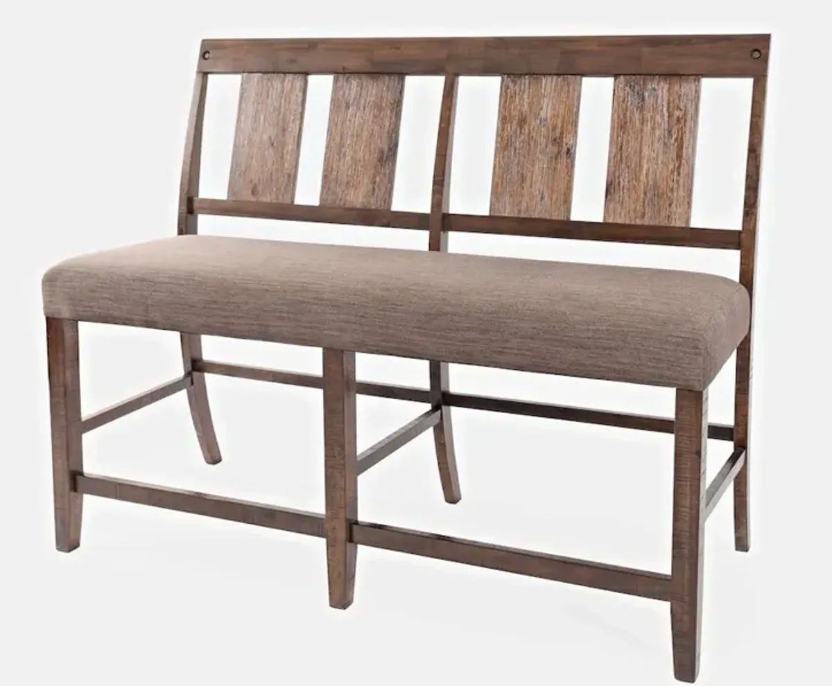 Jofran Mission Viejo Distressed Upholstered Counter Bench