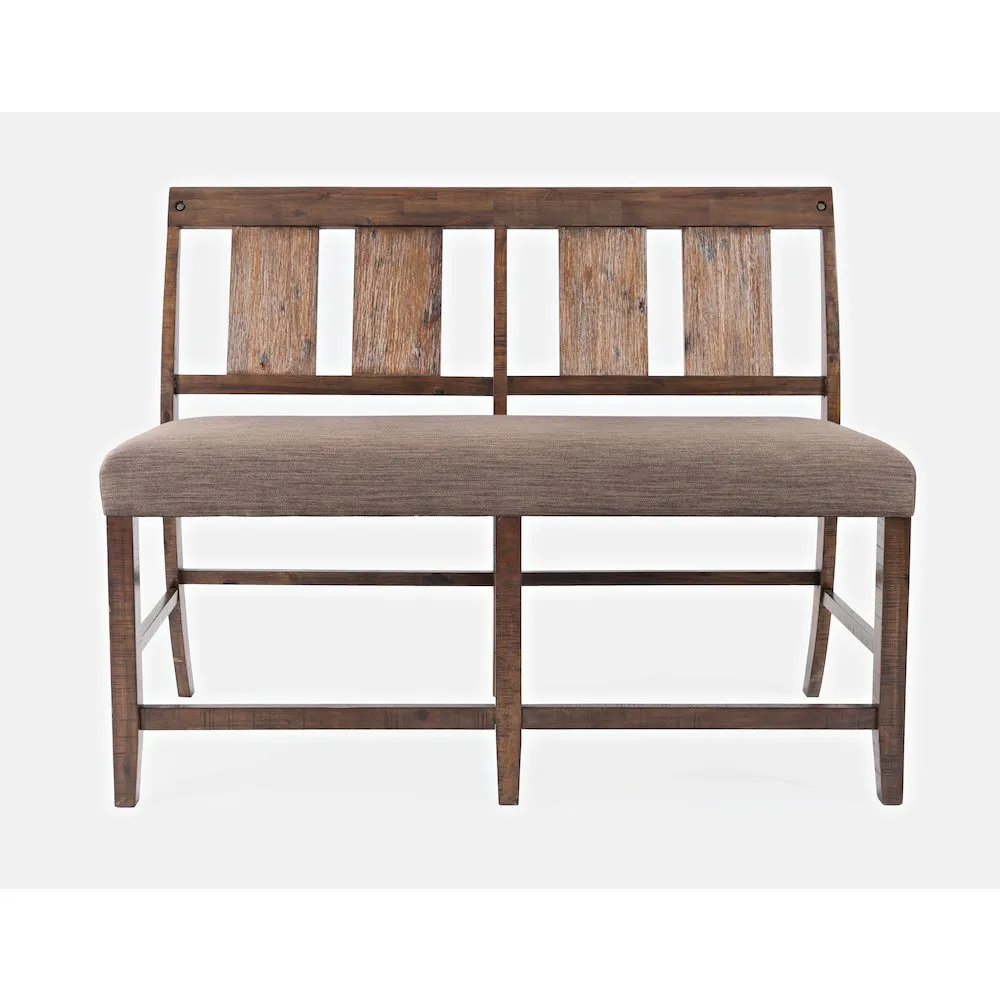 Jofran Mission Viejo Distressed Upholstered Counter Bench