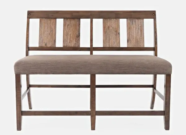 Jofran Mission Viejo Distressed Upholstered Counter Bench