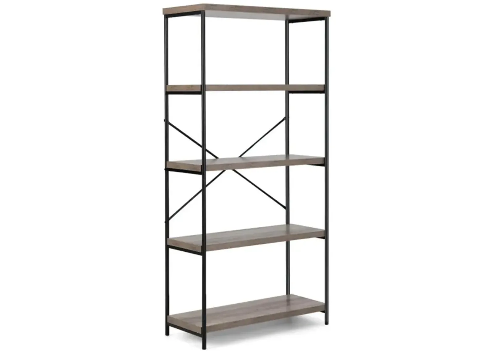 Hivvago 5-Tier Industrial Bookshelf Display Storage Rack with Metal Frame