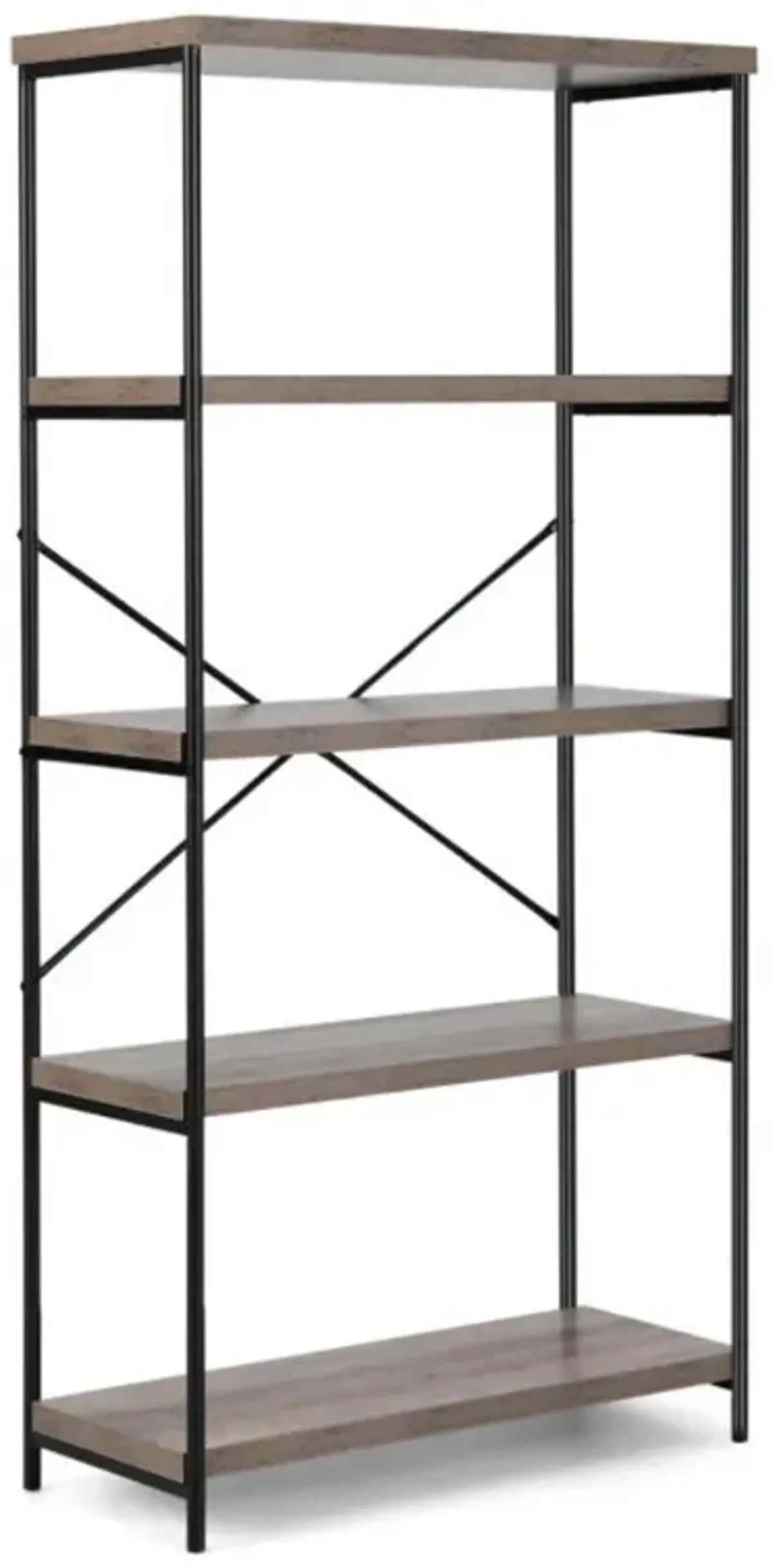 Hivvago 5-Tier Industrial Bookshelf Display Storage Rack with Metal Frame