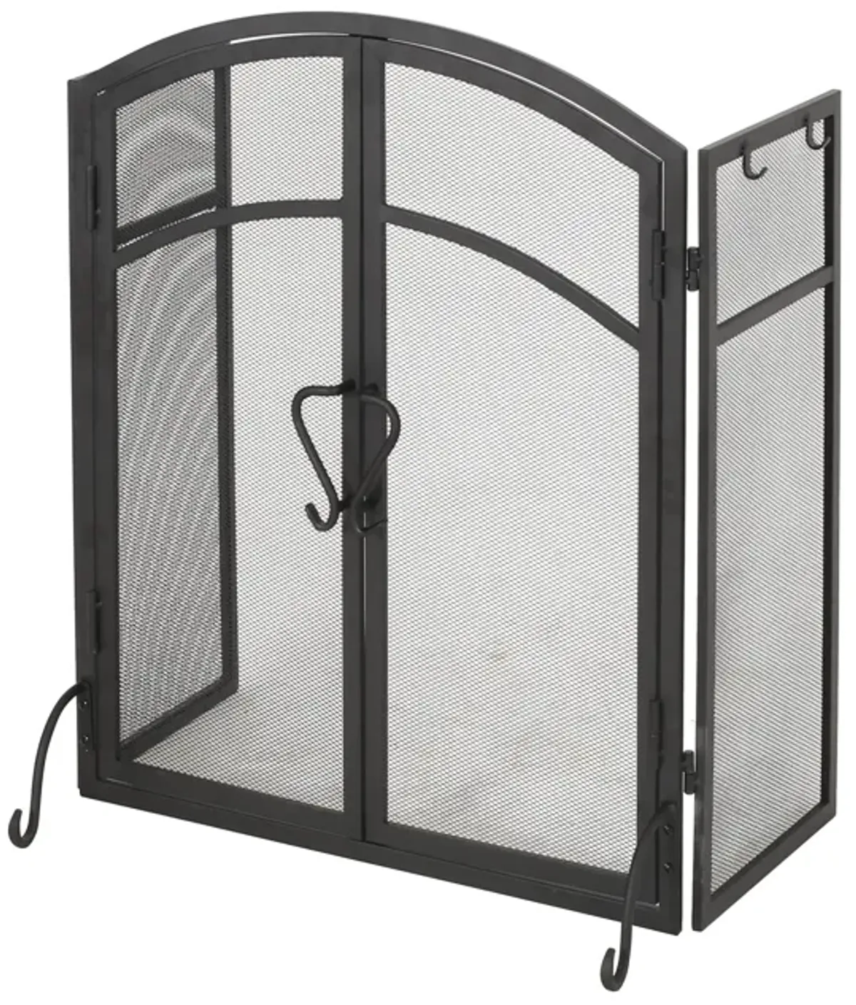 Streamdale Matte Black Folding Fireplace Screen With Doors And Tools