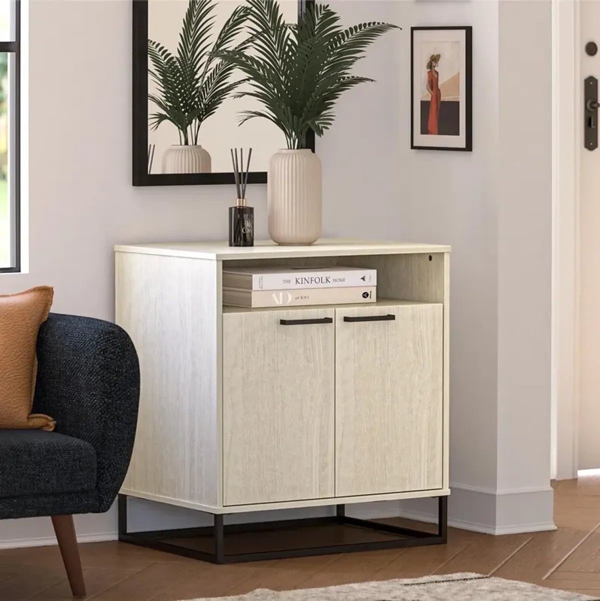 Kelly 2 Door Accent Cabinet, Ivory Oak