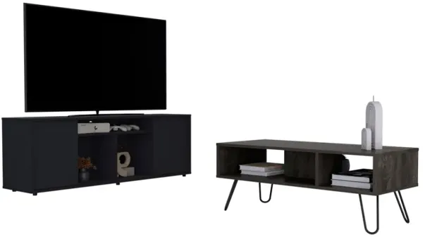 Katalla 2 Piece Living Room Set, Black / Espresso