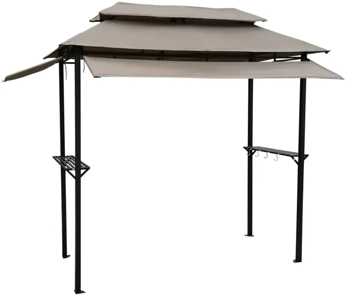 8 X 4FT Grill Gazebo With Soft Top Canopy And Steel Frame With Hook And Bar Counter