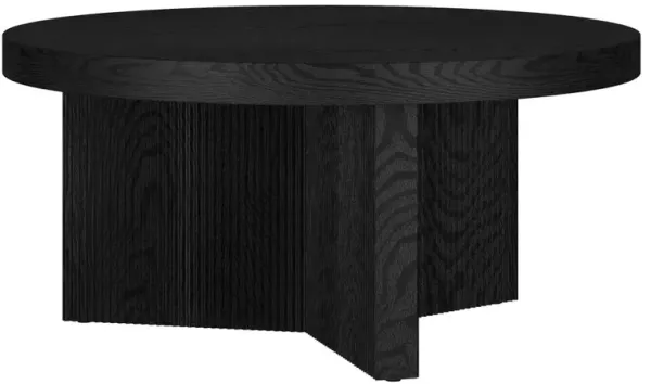 Hudson&Canal Holm 32 Wide Round Coffee Table in Black Grain
