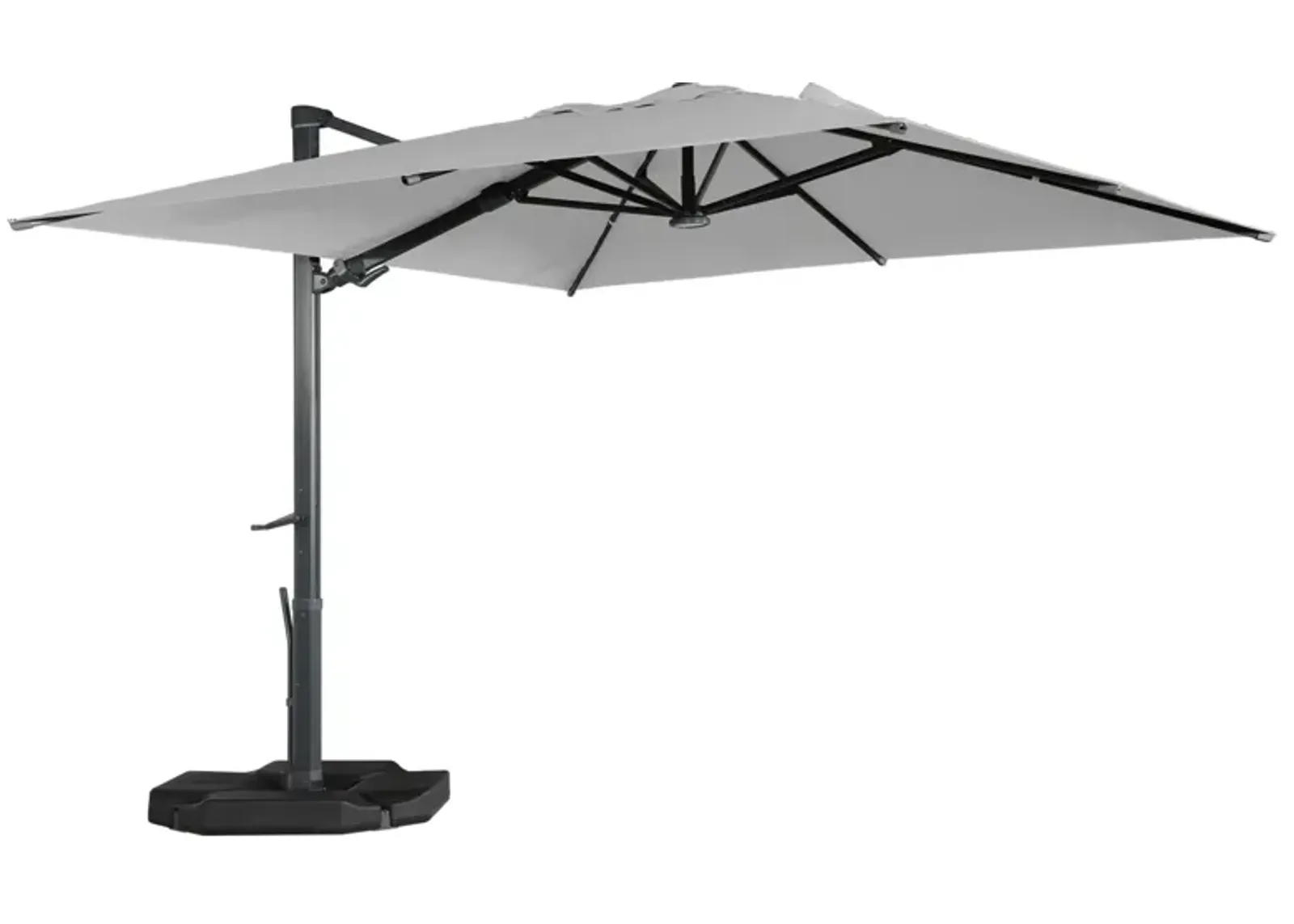 MONDAWE 10ft Square Solar LED Offset Cantilever Patio Umbrella with Included 4-piece Base Weights