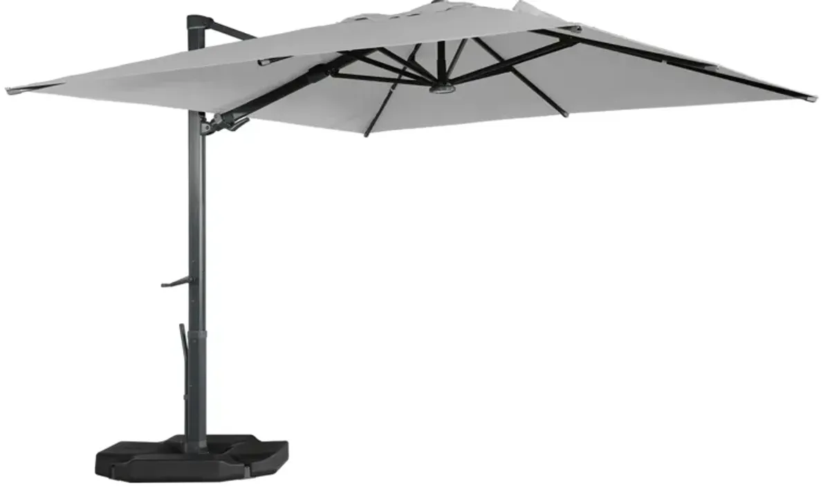 MONDAWE 10ft Square Solar LED Offset Cantilever Patio Umbrella with Included 4-piece Base Weights