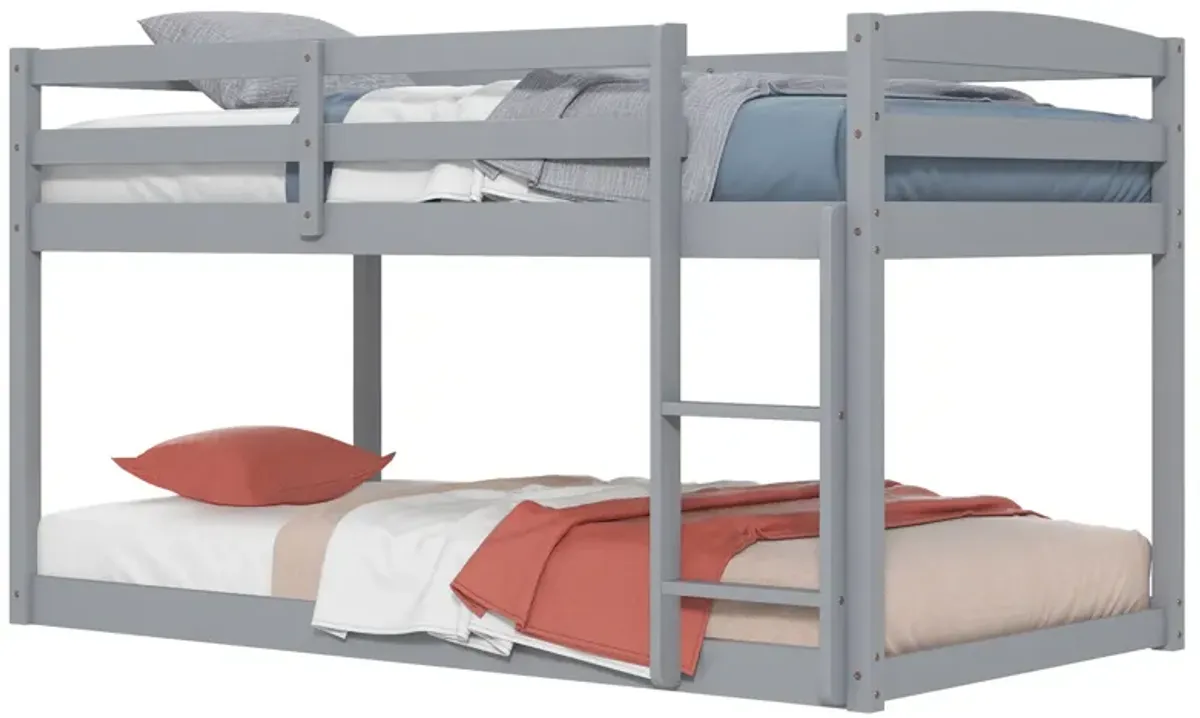 Twin Size Bunk Bed with High Guardrails and Integrated Ladder