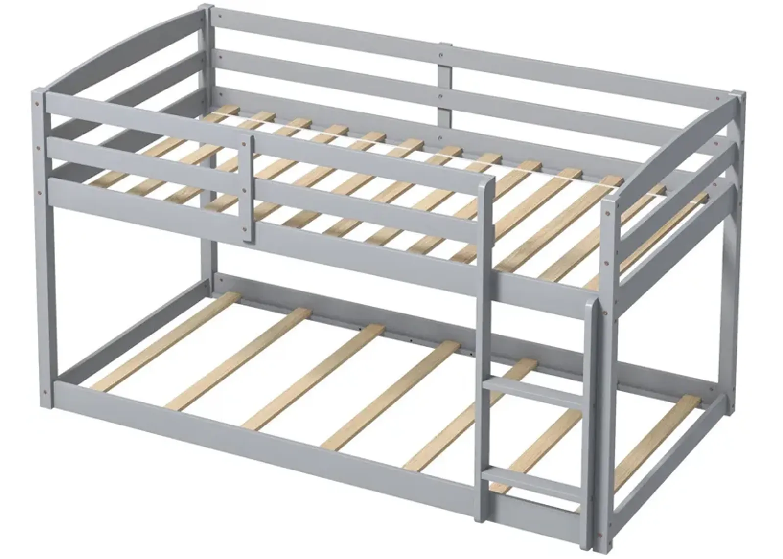 Twin Size Bunk Bed with High Guardrails and Integrated Ladder