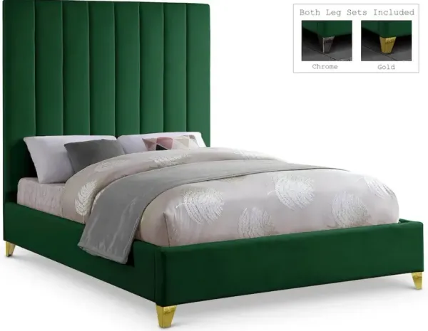 Meridian Furniture Via Green Velvet Full Bed