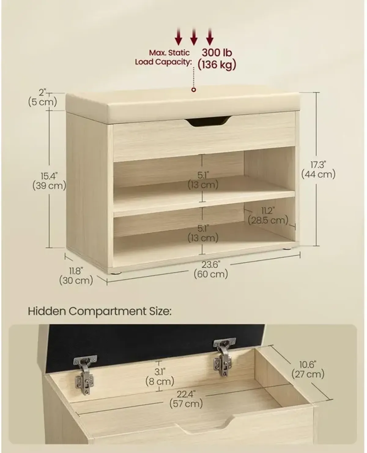 Shoe Bench with Cushion for Comfortable Seating and Organized Storage