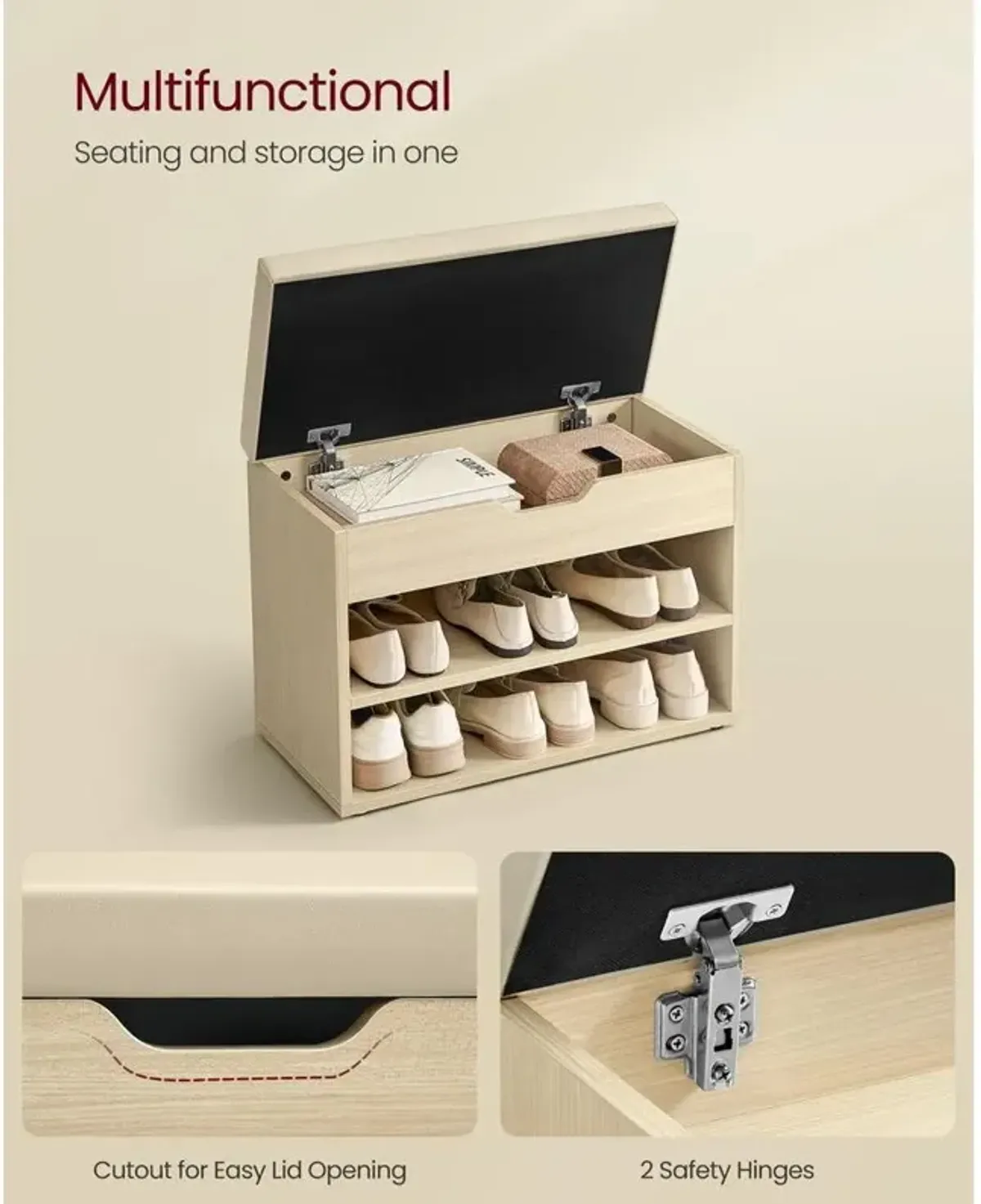 Shoe Bench with Cushion for Comfortable Seating and Organized Storage