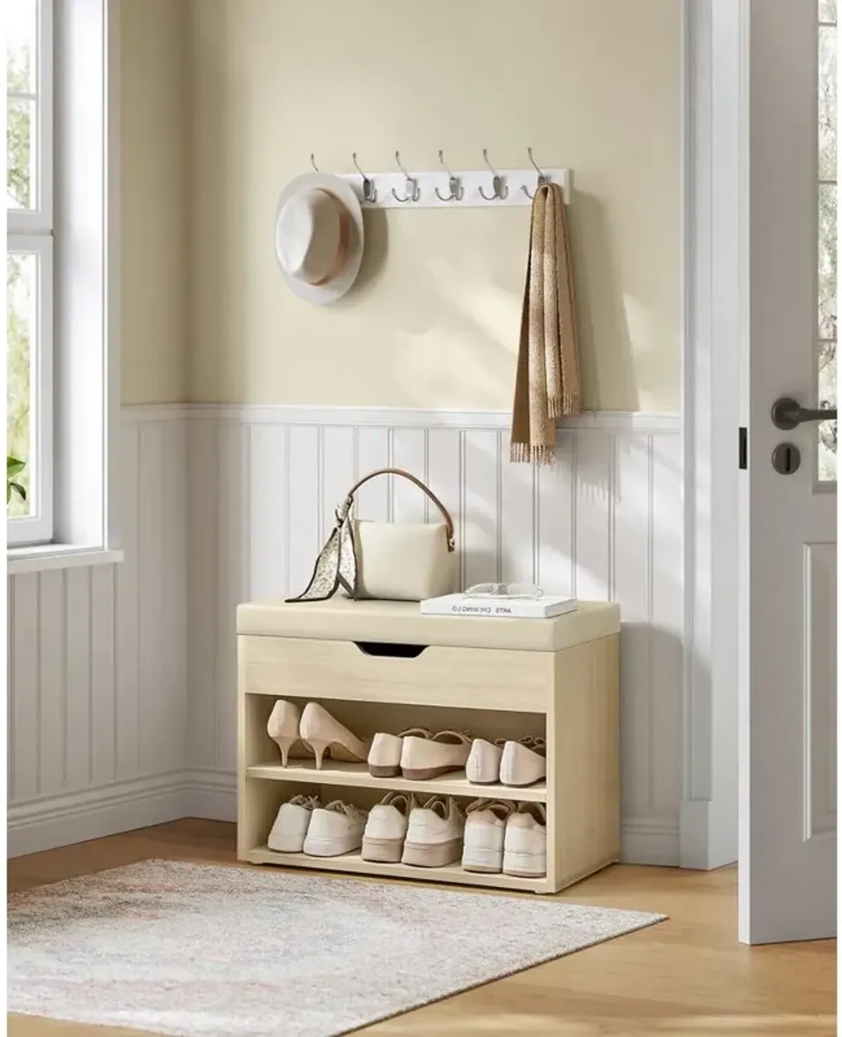 Shoe Bench with Cushion for Comfortable Seating and Organized Storage