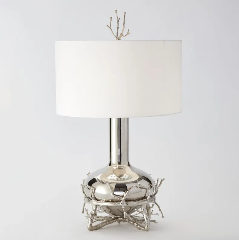 Fat Silver Twig Table Lamp