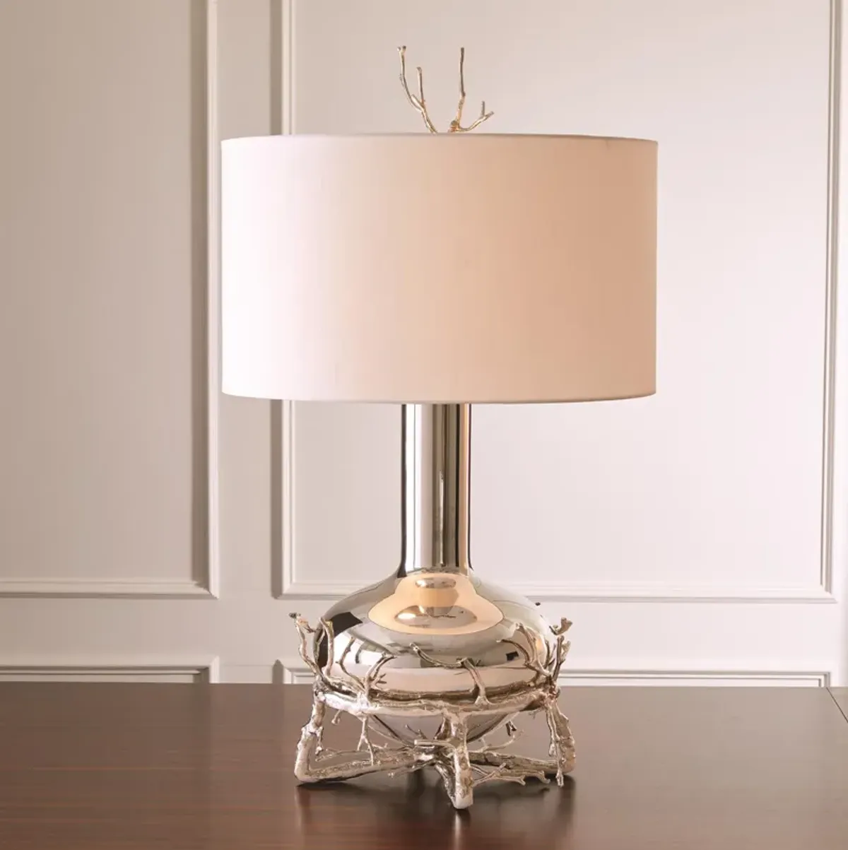 Fat Silver Twig Table Lamp