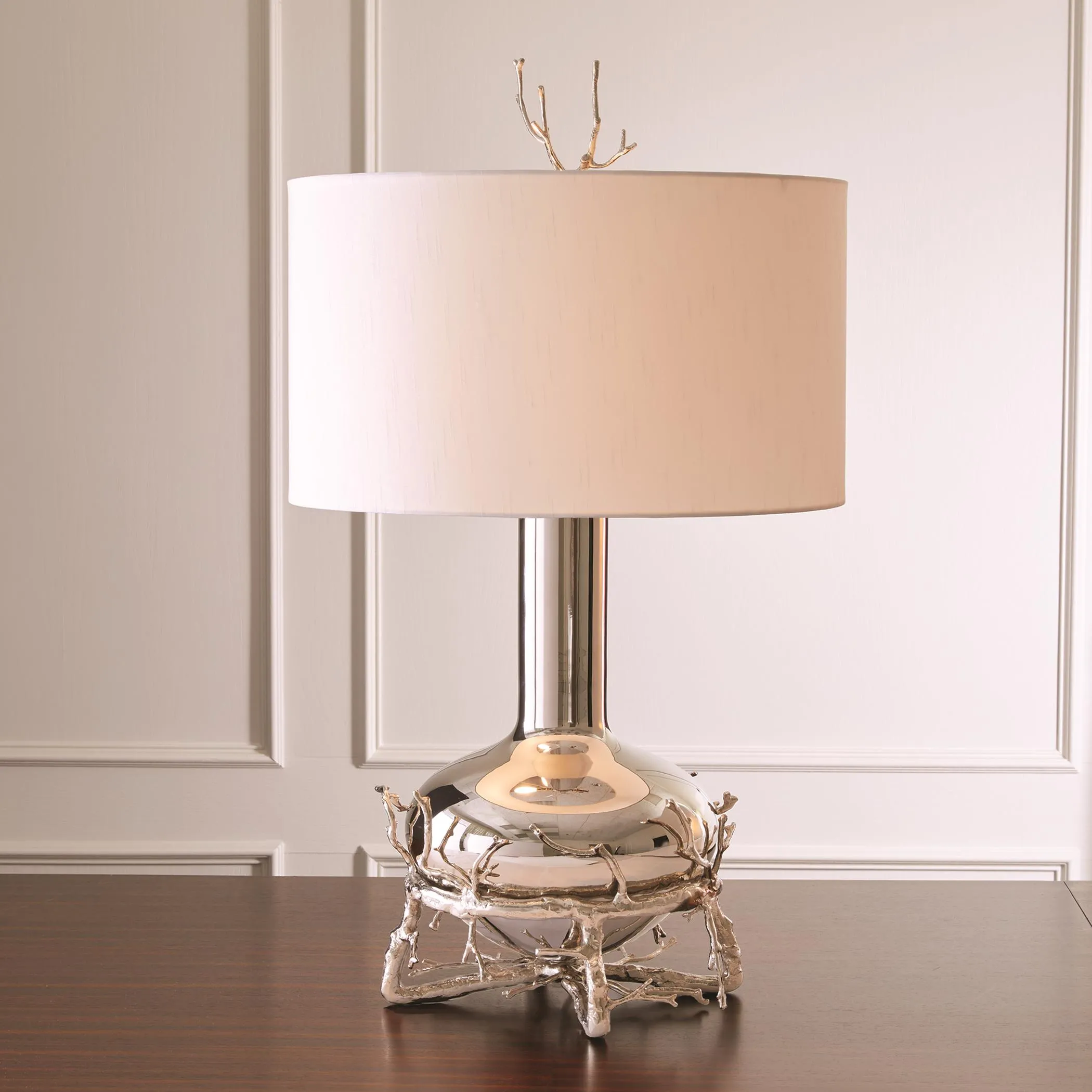 Fat Silver Twig Table Lamp