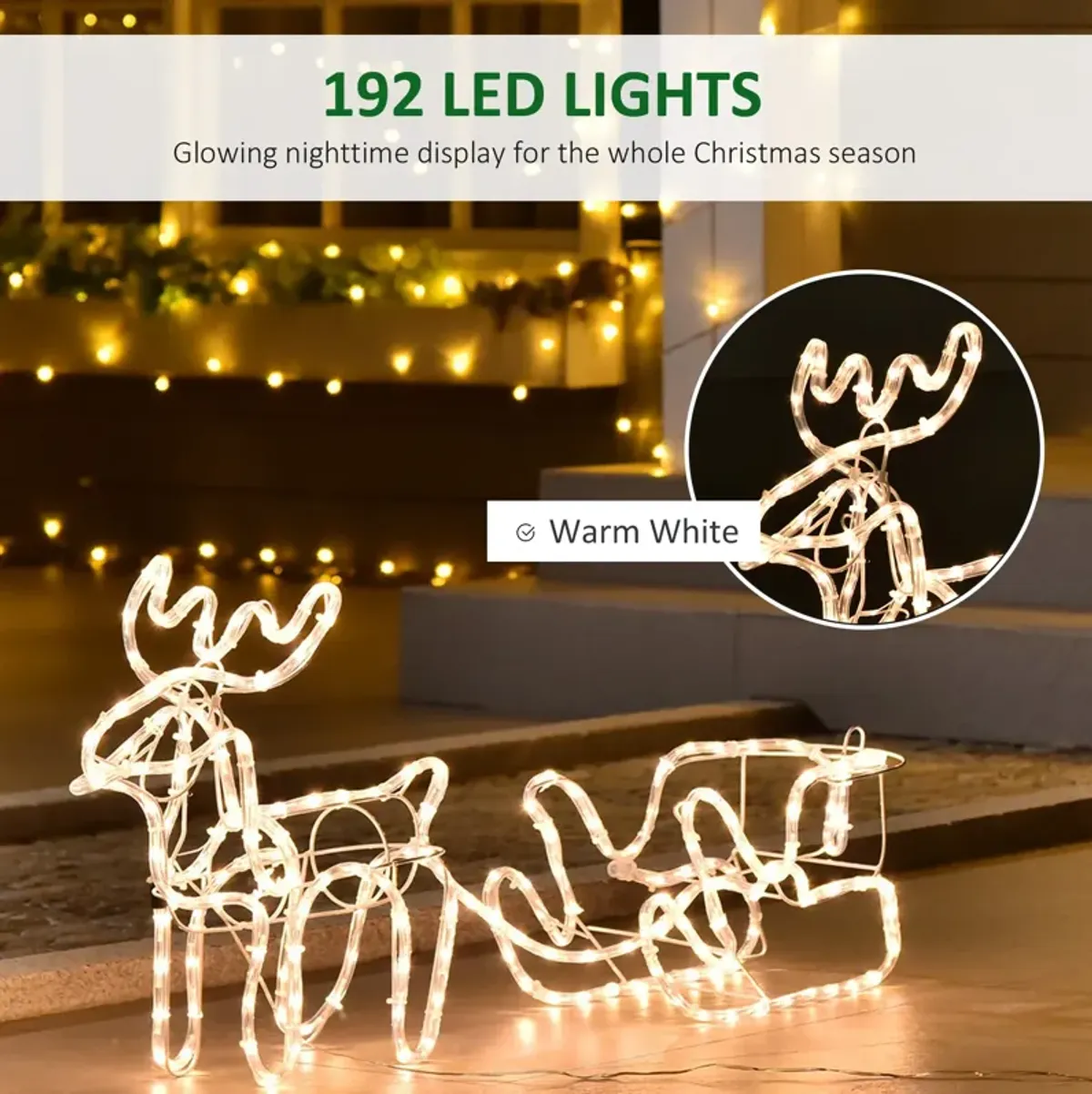 35" Christmas Pre-Lit LED Display Outdoor Reindeer Holiday Yard Lawn Decoration