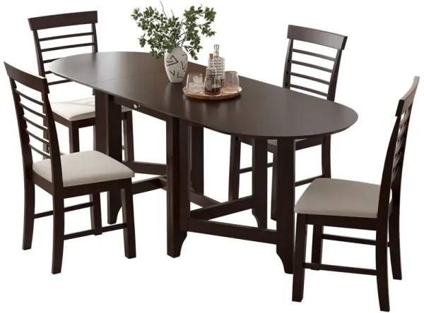 Retro Drop-Leaf Table Set with Upholstered Chairs