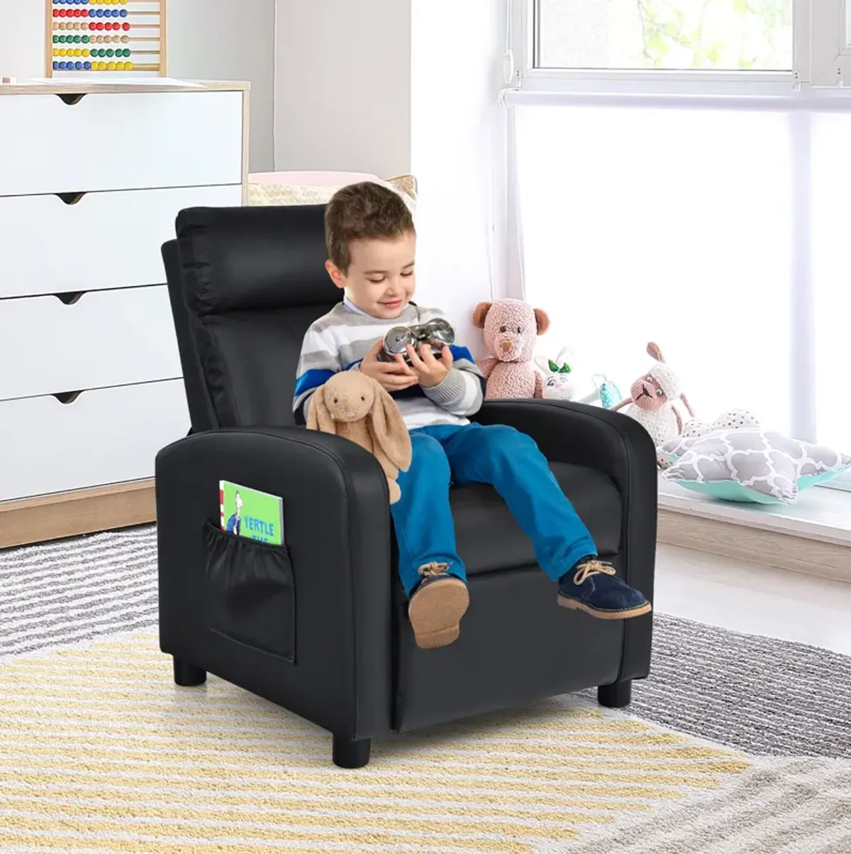 Ergonomic PU Leather Kids Recliner Chair for Comfortable Lounge and Relaxation