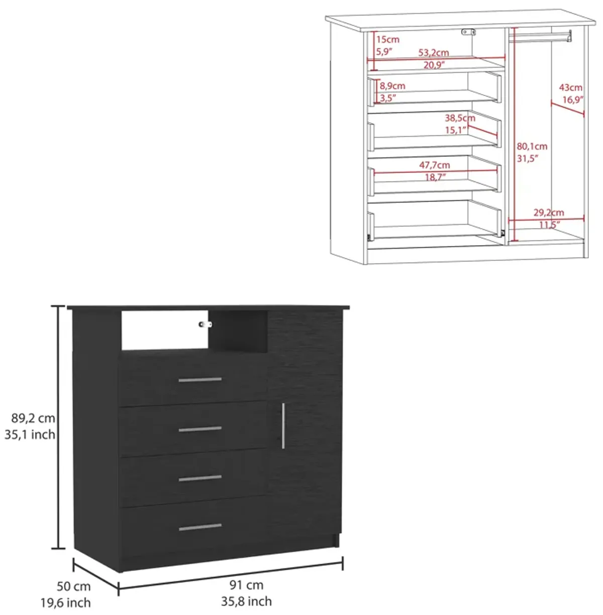 Dresser Beaufort, Bedroom, Black