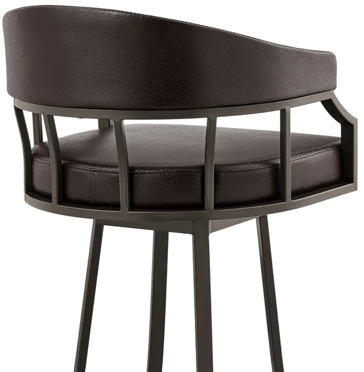 Palmdale  Swivel Slate Grey Faux Leather and Black Metal Bar Stool