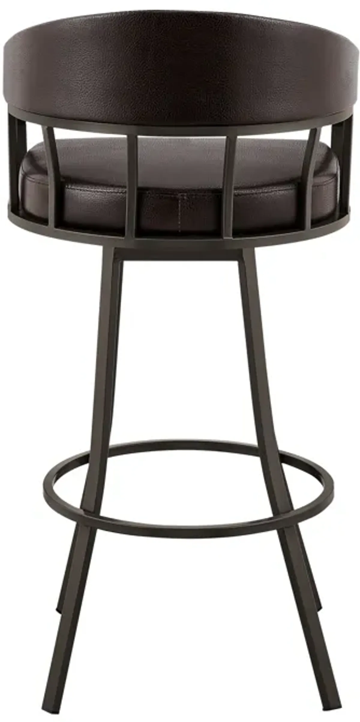 Palmdale  Swivel Slate Grey Faux Leather and Black Metal Bar Stool