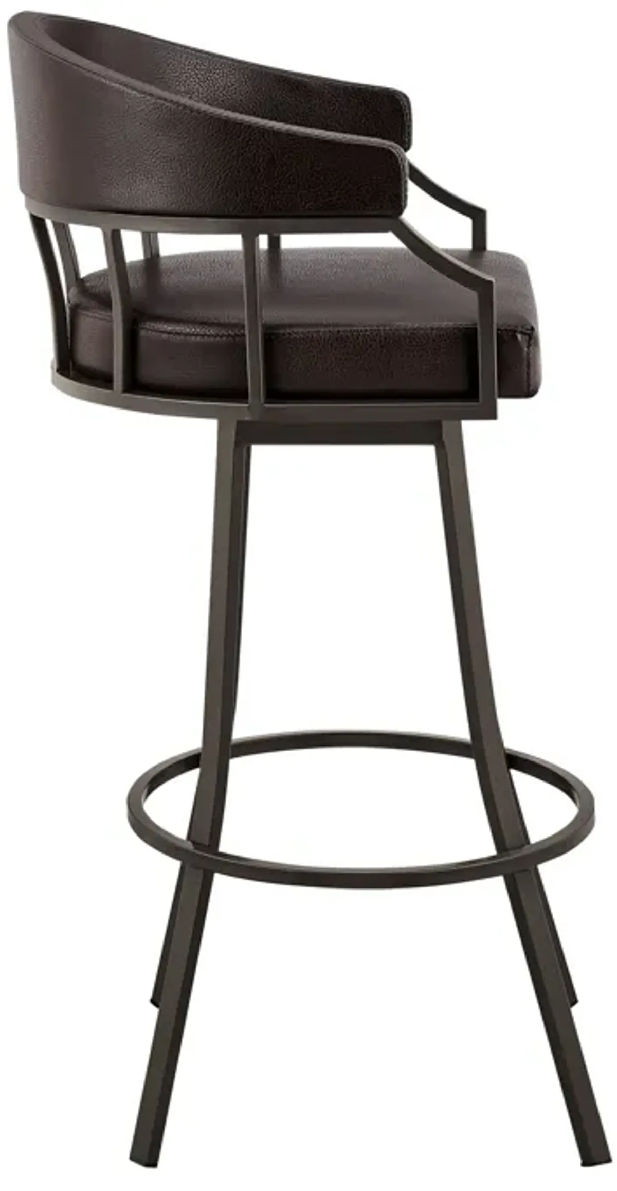 Palmdale  Swivel Slate Grey Faux Leather and Black Metal Bar Stool