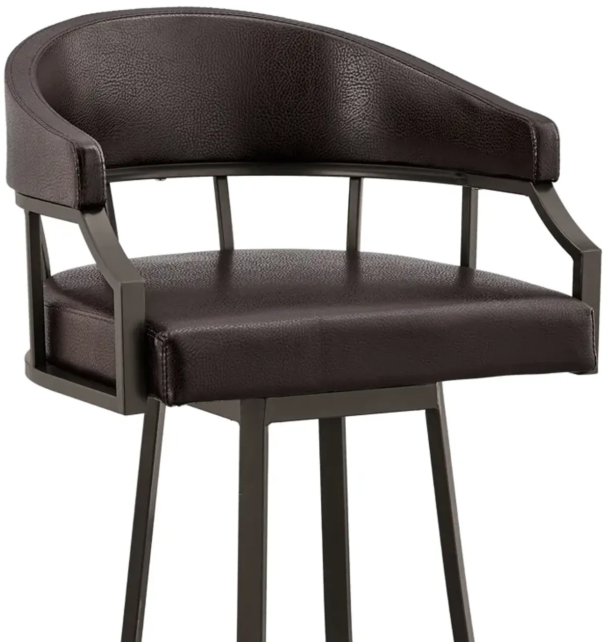 Palmdale  Swivel Slate Grey Faux Leather and Black Metal Bar Stool