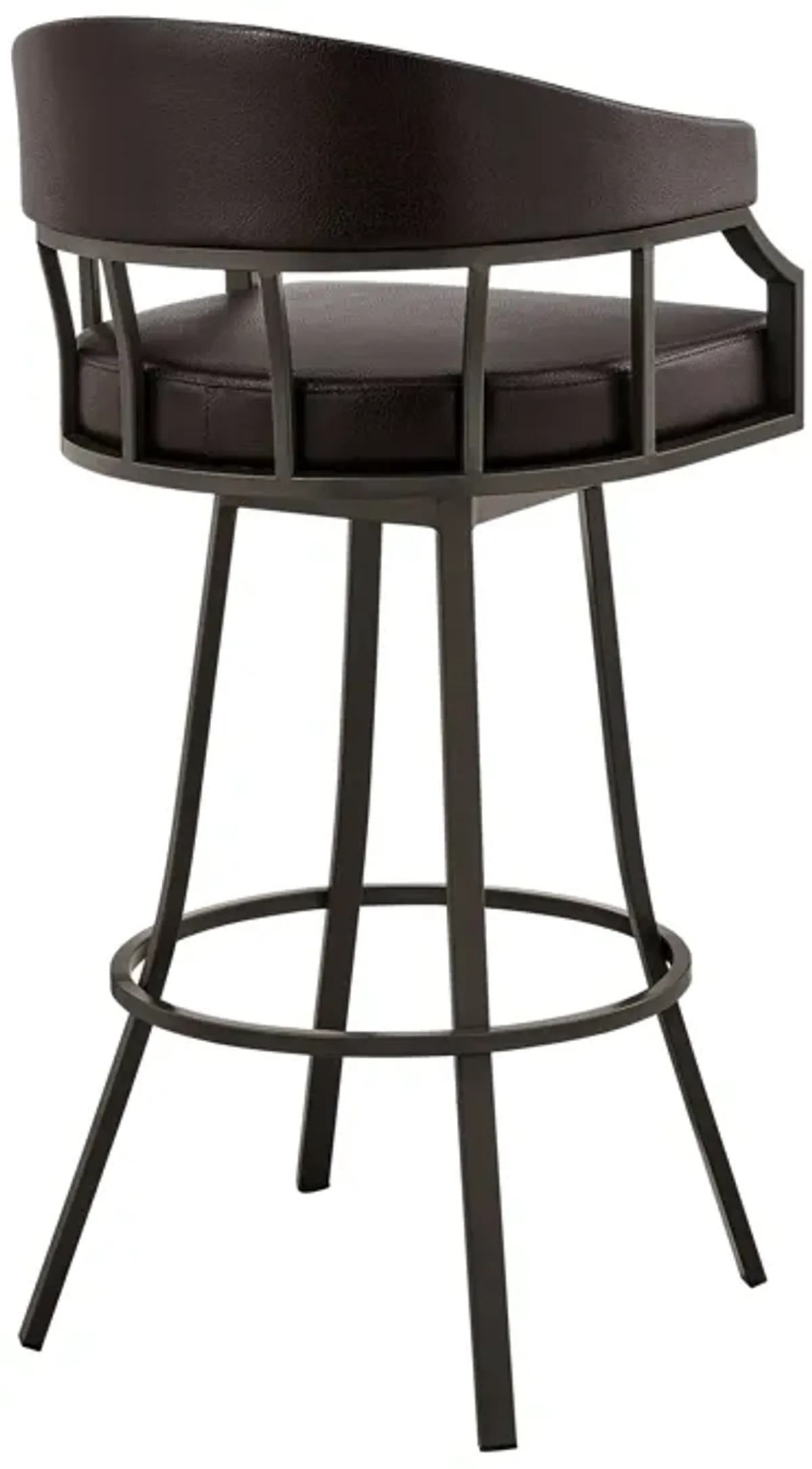 Palmdale  Swivel Slate Grey Faux Leather and Black Metal Bar Stool