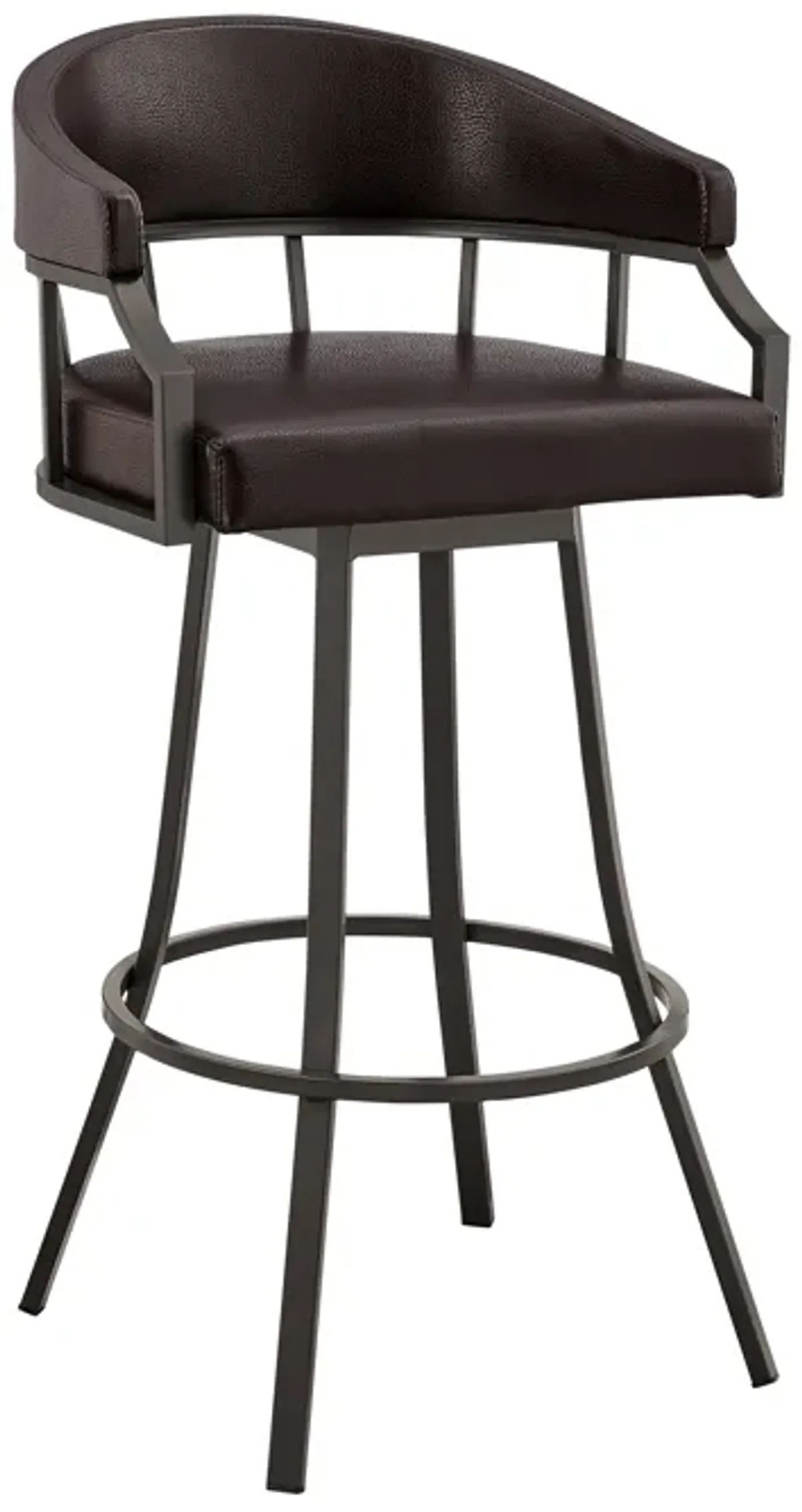 Palmdale  Swivel Slate Grey Faux Leather and Black Metal Bar Stool