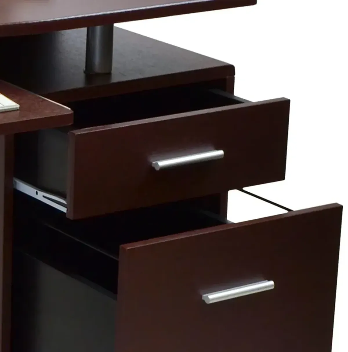 Stylish Computer Desk with Storage. Color: Chocolate