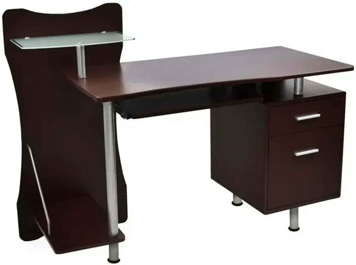 Stylish Computer Desk with Storage. Color: Chocolate