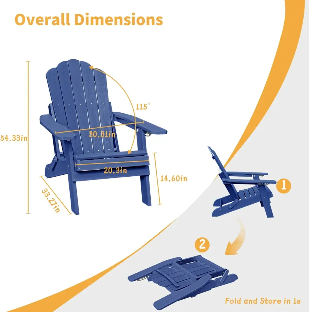 MONDAWE  Outdoor Adjustable Adirondack Chair with Cup Holder Gray