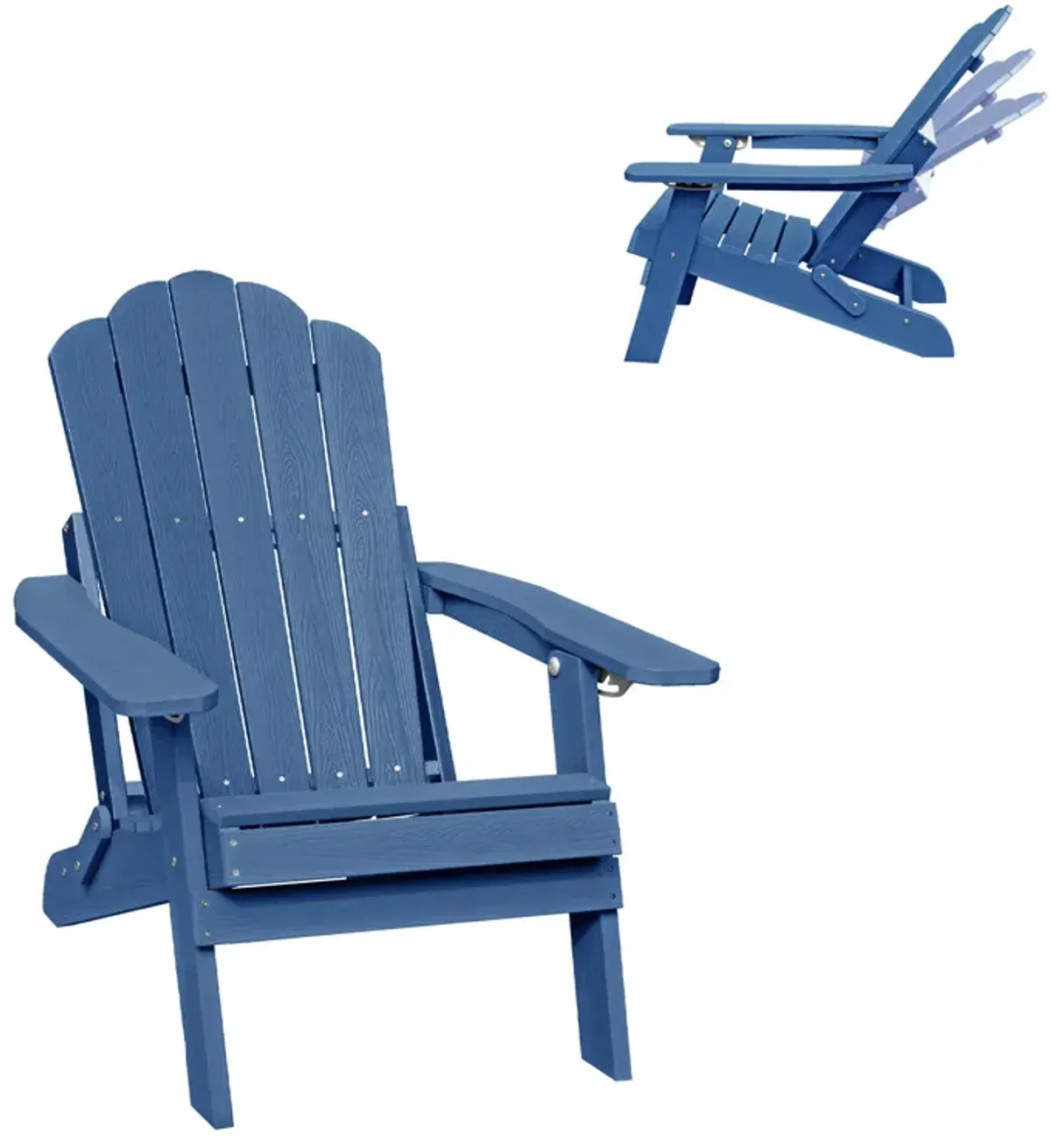 MONDAWE  Outdoor Adjustable Adirondack Chair with Cup Holder Gray