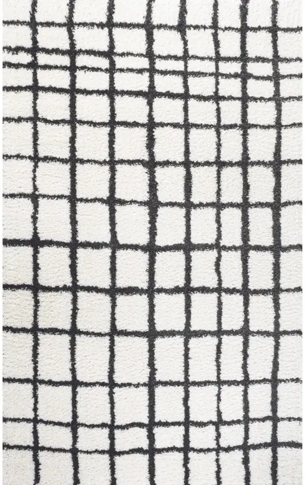 Arenal Geometric Grid Shag Area Rug