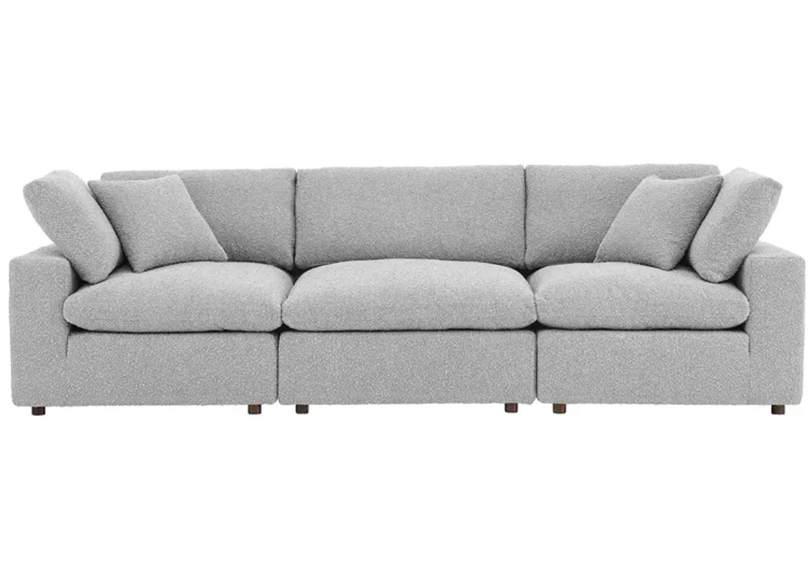 Commix Down Filled Overstuffed Boucle Fabric 3-Seater Sofa