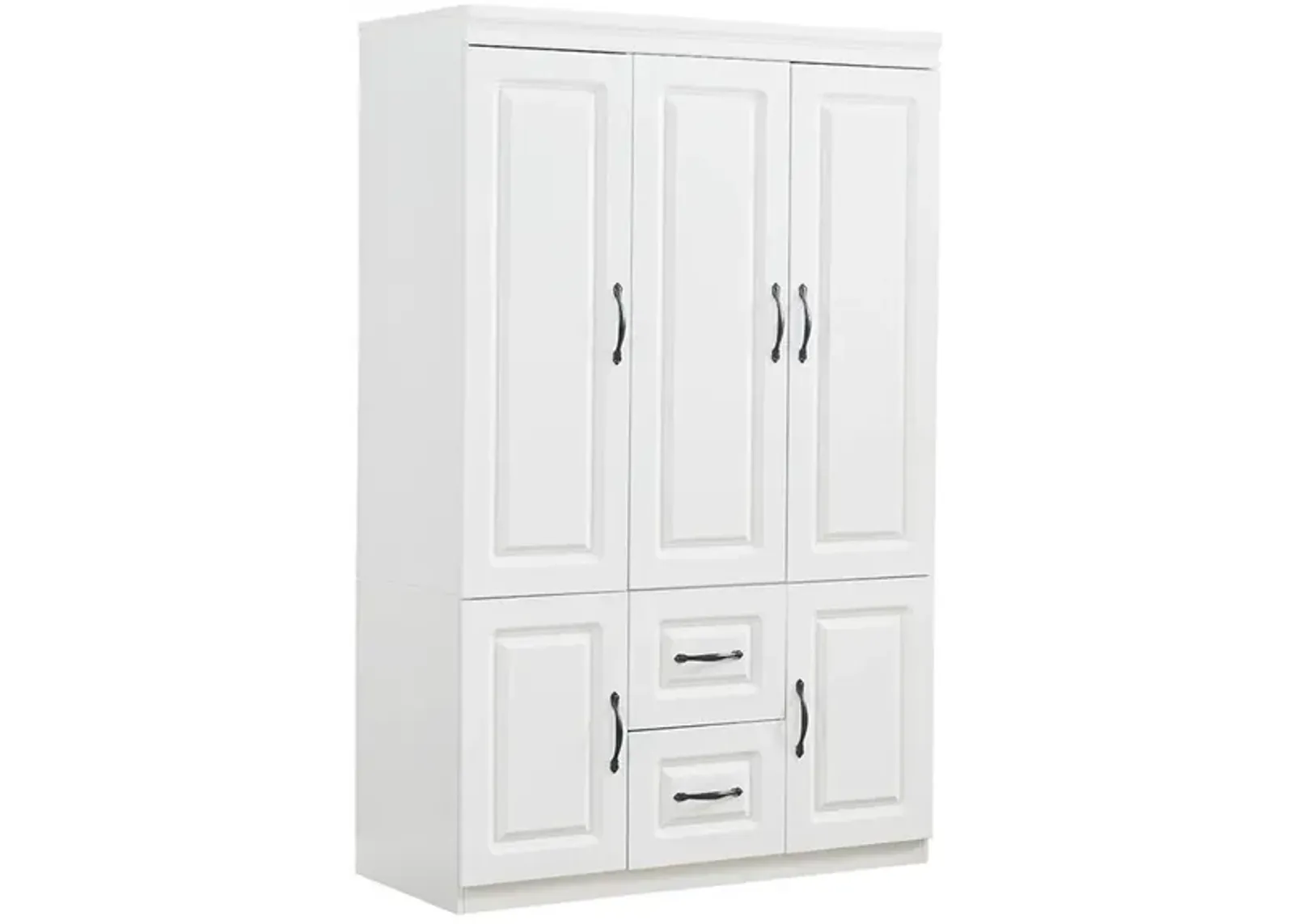 Armoire Wardrobe Closet with 3 Door and 2 Drawers Tall Cabinet for Large Capacity, Closet Wardrobe Cabinet with Hanging Rail and Metal Handle White for Bedroom 47.2" W x 20.5" D x 74" H