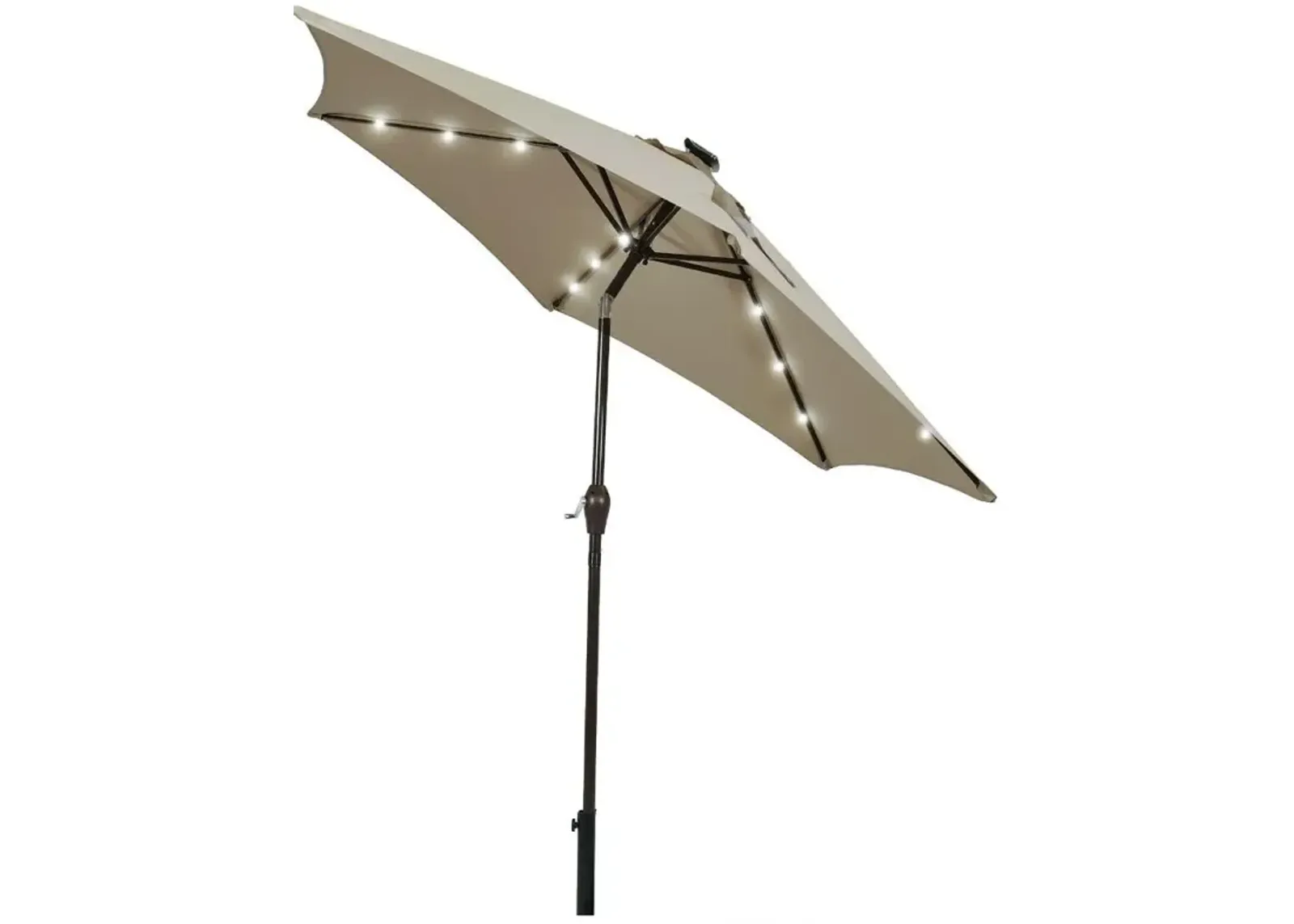 9 Feet Solar LED Lighted Patio Market Umbrella Tilt Adjustment Crank Lift