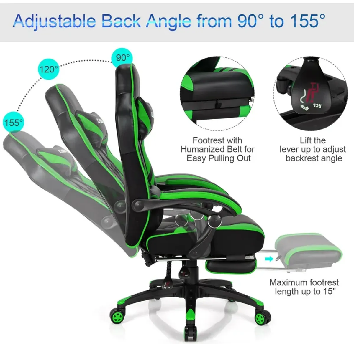 Costway Office Computer Desk Chair Gaming Chair Adjustable Swivel