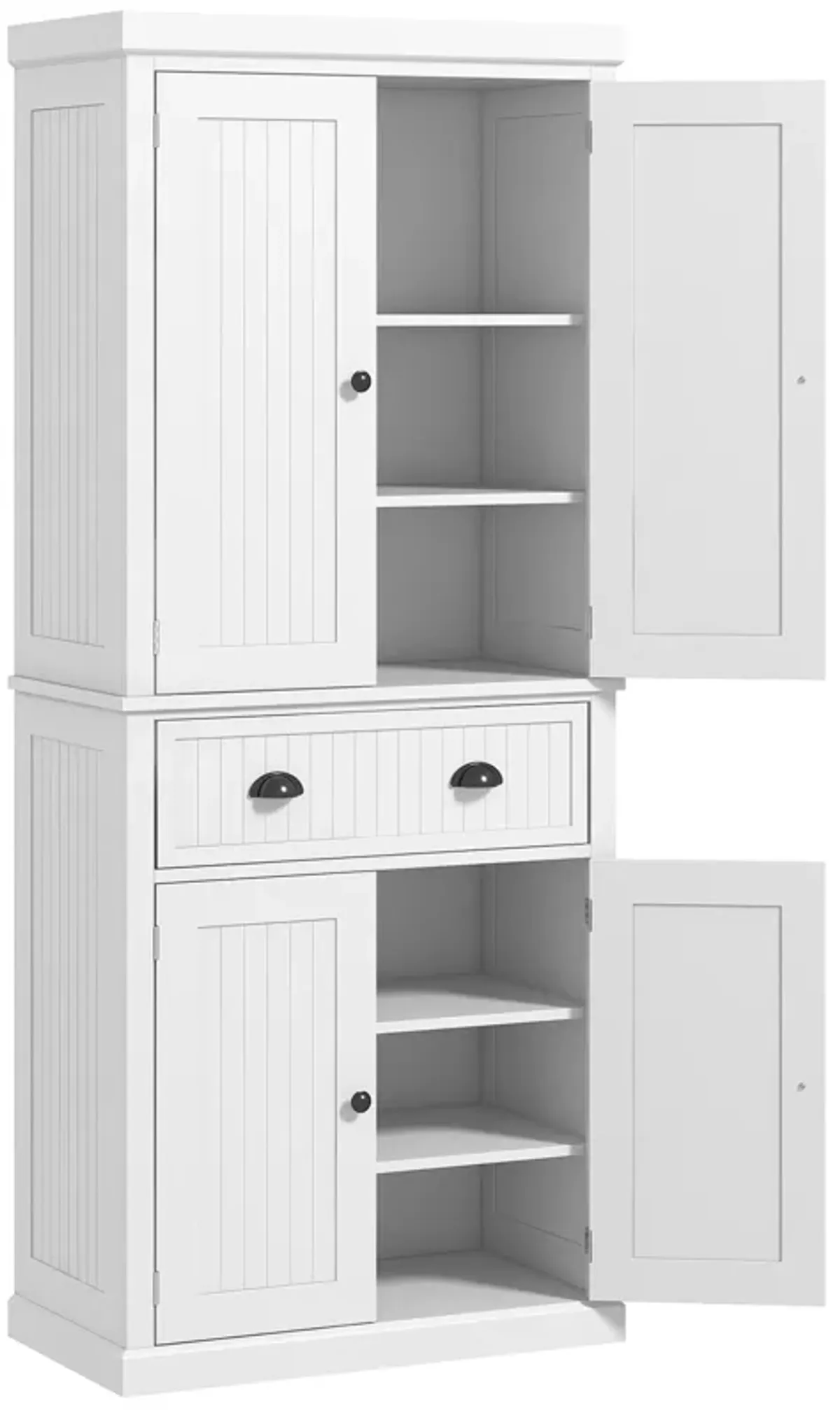 HOMCOM 72� Tall Colonial Style Free Standing Kitchen Pantry Storage Cabinet