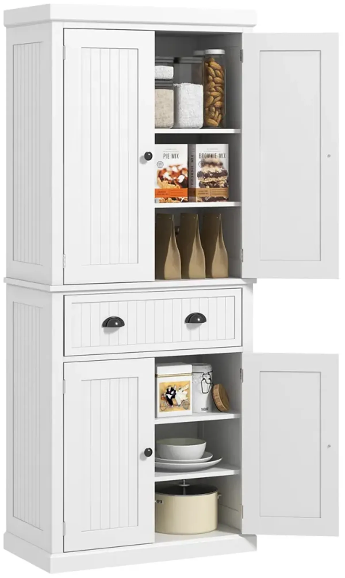 HOMCOM 72� Tall Colonial Style Free Standing Kitchen Pantry Storage Cabinet